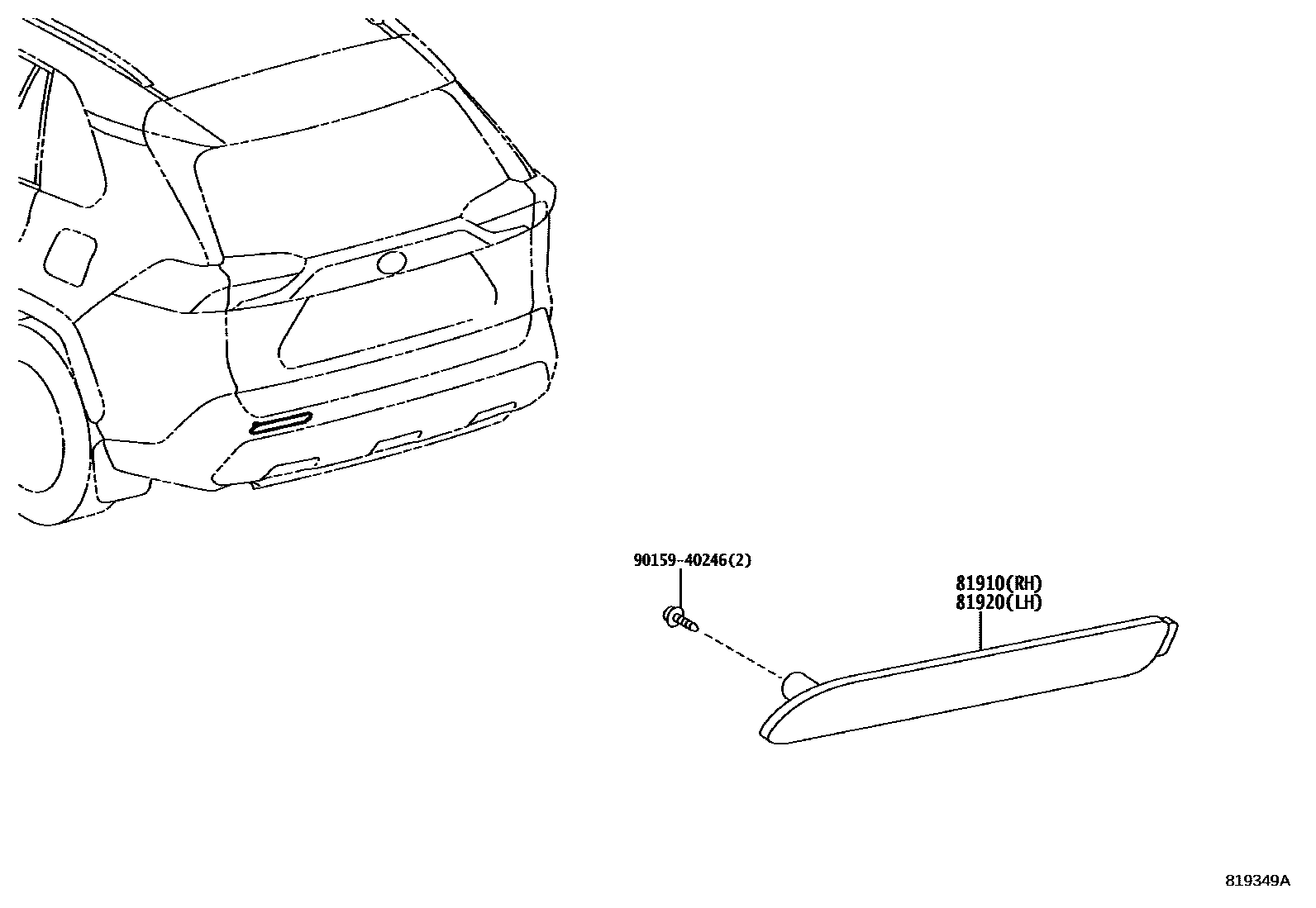 Toyota RAV4 reflector EPC diagram — 819349A