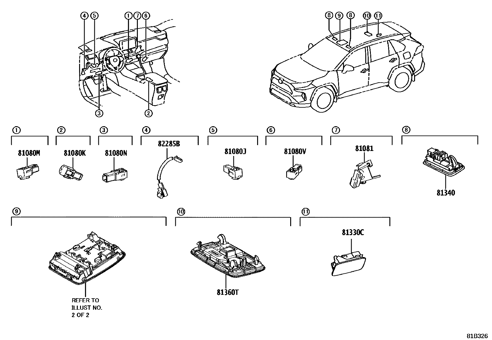 Toyota RAV4 车内灯 EPC diagram — 81B326