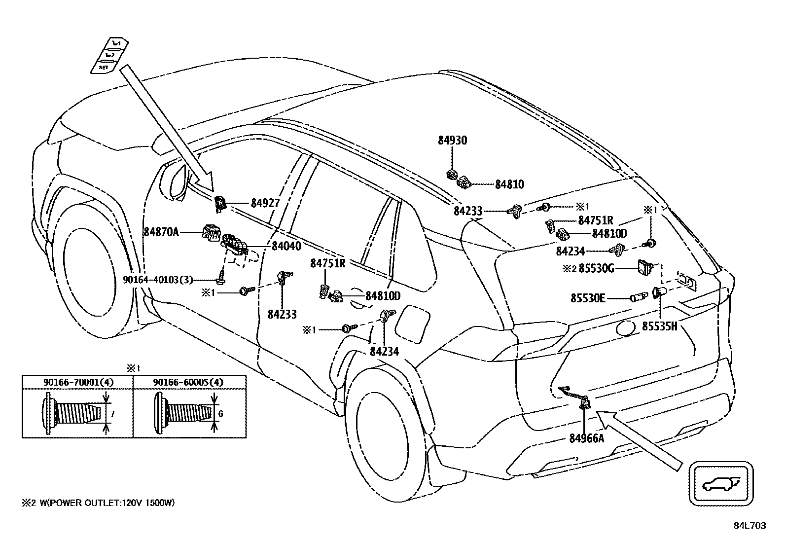 Toyota RAV4 开关和继电器和ECU EPC diagram — 84L703