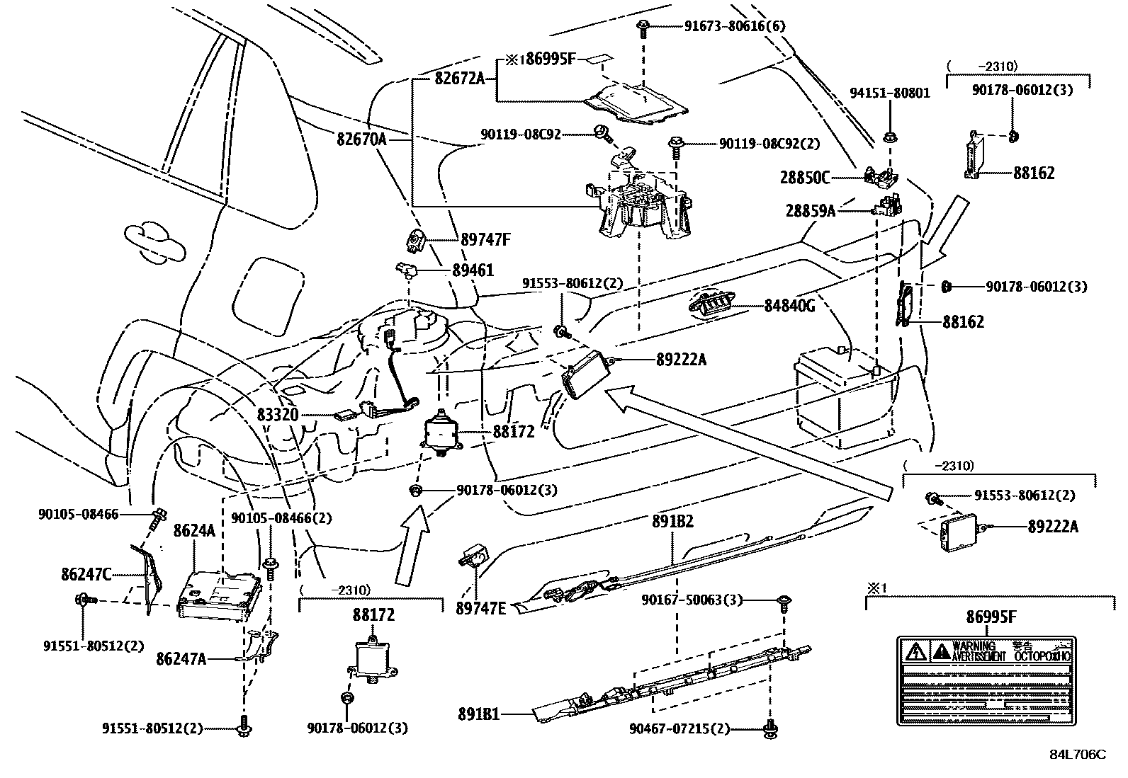 Toyota RAV4 开关和继电器和ECU EPC diagram — 84L706C