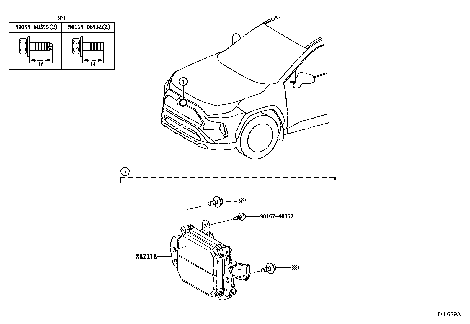 Toyota RAV4 巡航控制(自动行驶) EPC diagram — 84L629A