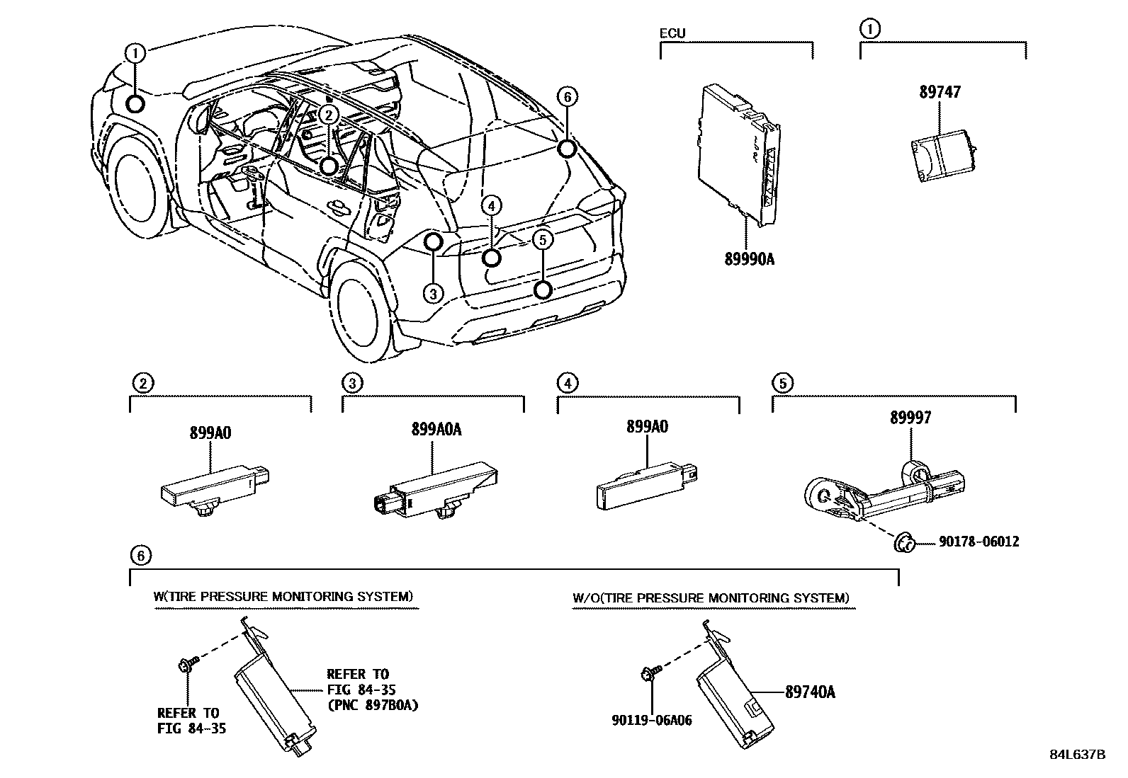 Toyota RAV4 遥控门锁 EPC diagram — 84L637B