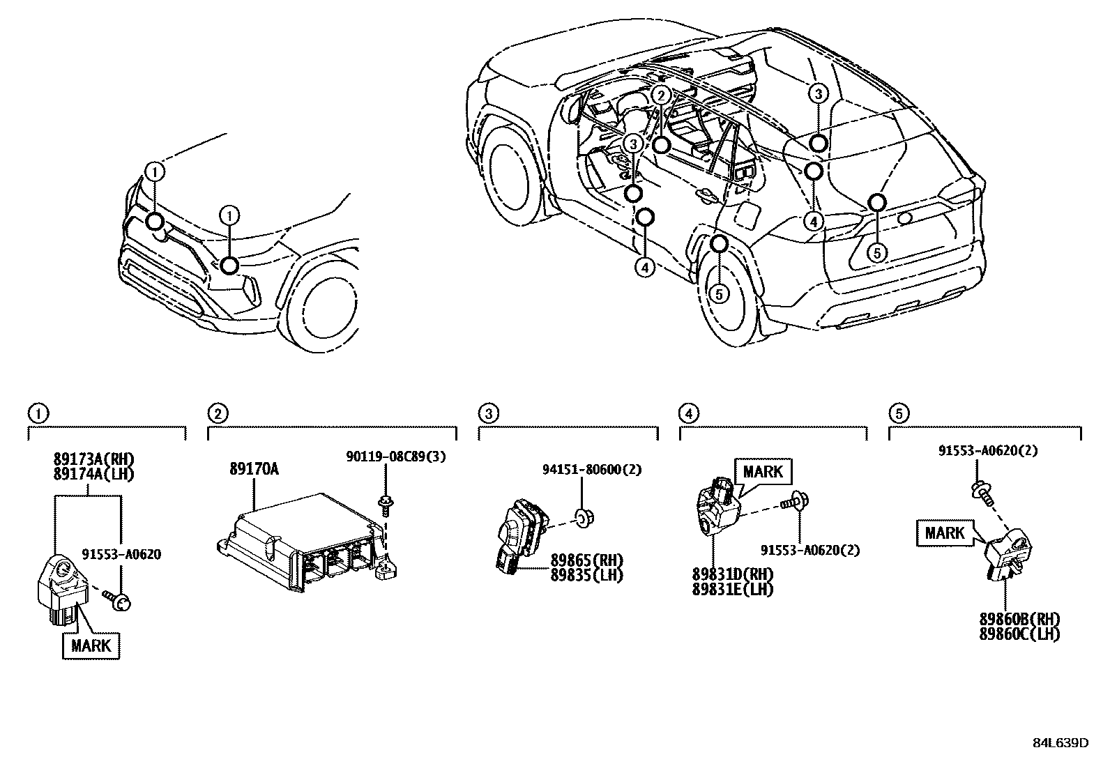 Toyota RAV4 空气囊 EPC diagram — 84L639D