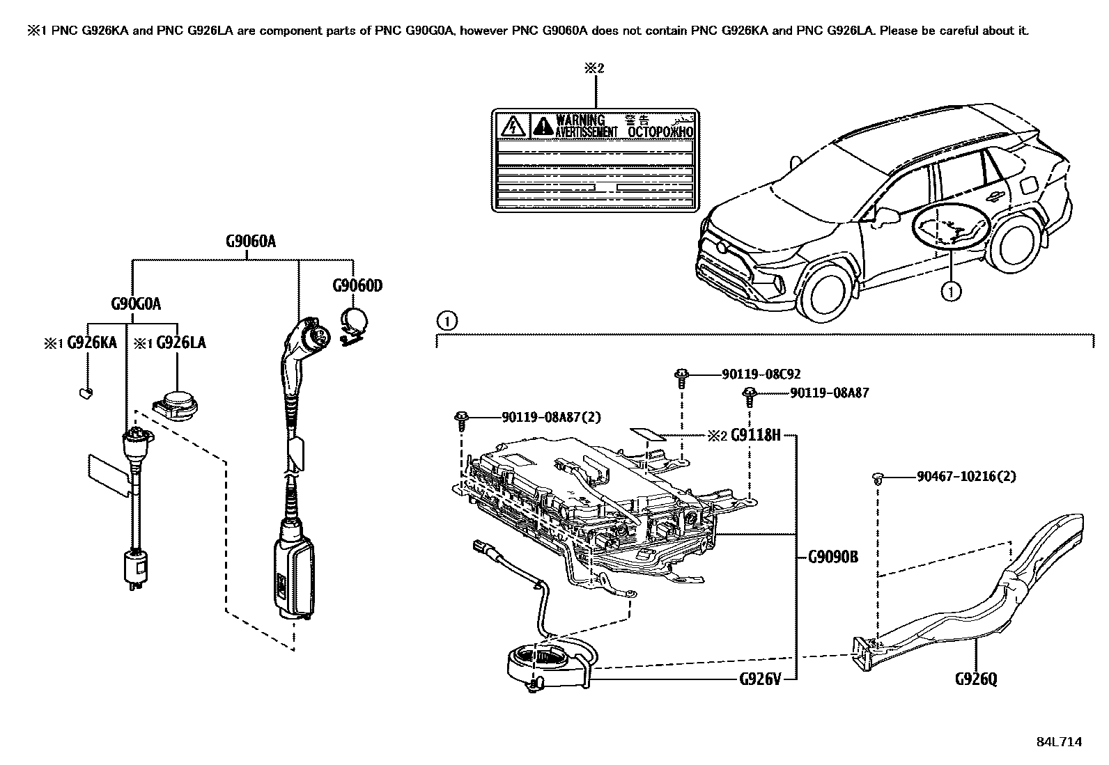 Toyota RAV4 EV充电器&DC/DC转换器 EPC diagram — 84L714