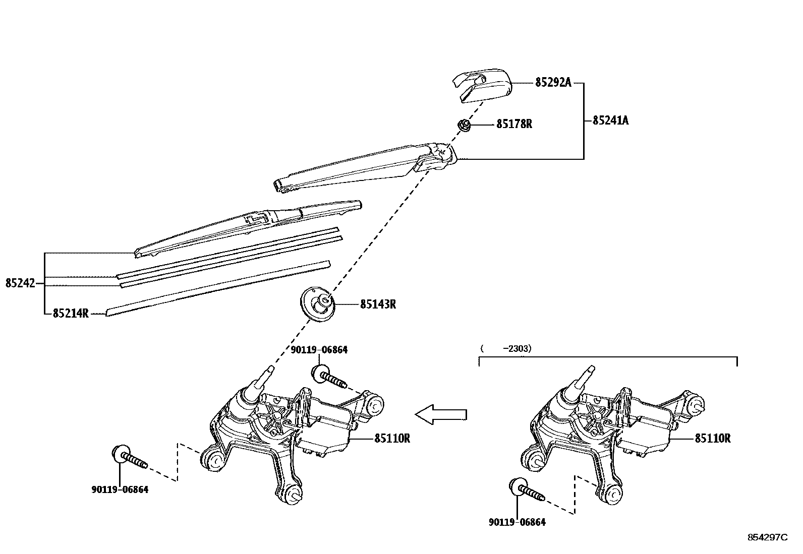 Toyota RAV4 后刮水器 EPC diagram — 854297C