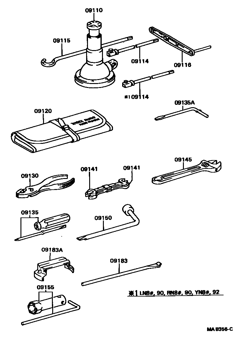 Toyota HILUX Standard Tools EPC diagram — MAB356C