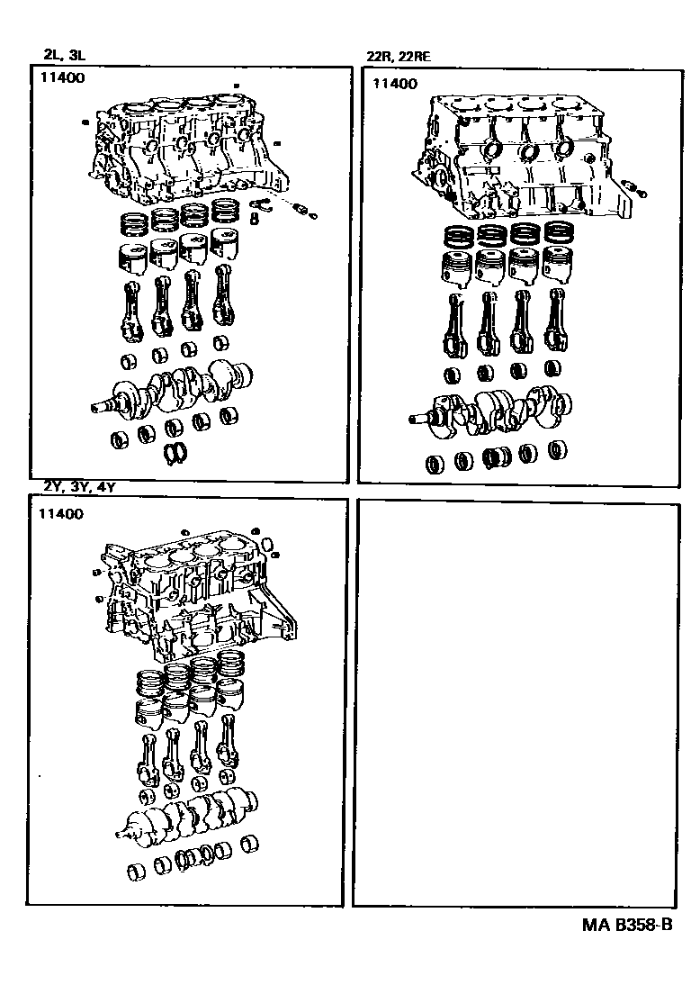 Toyota HILUX Short Block Assembly EPC diagram — MAB358B