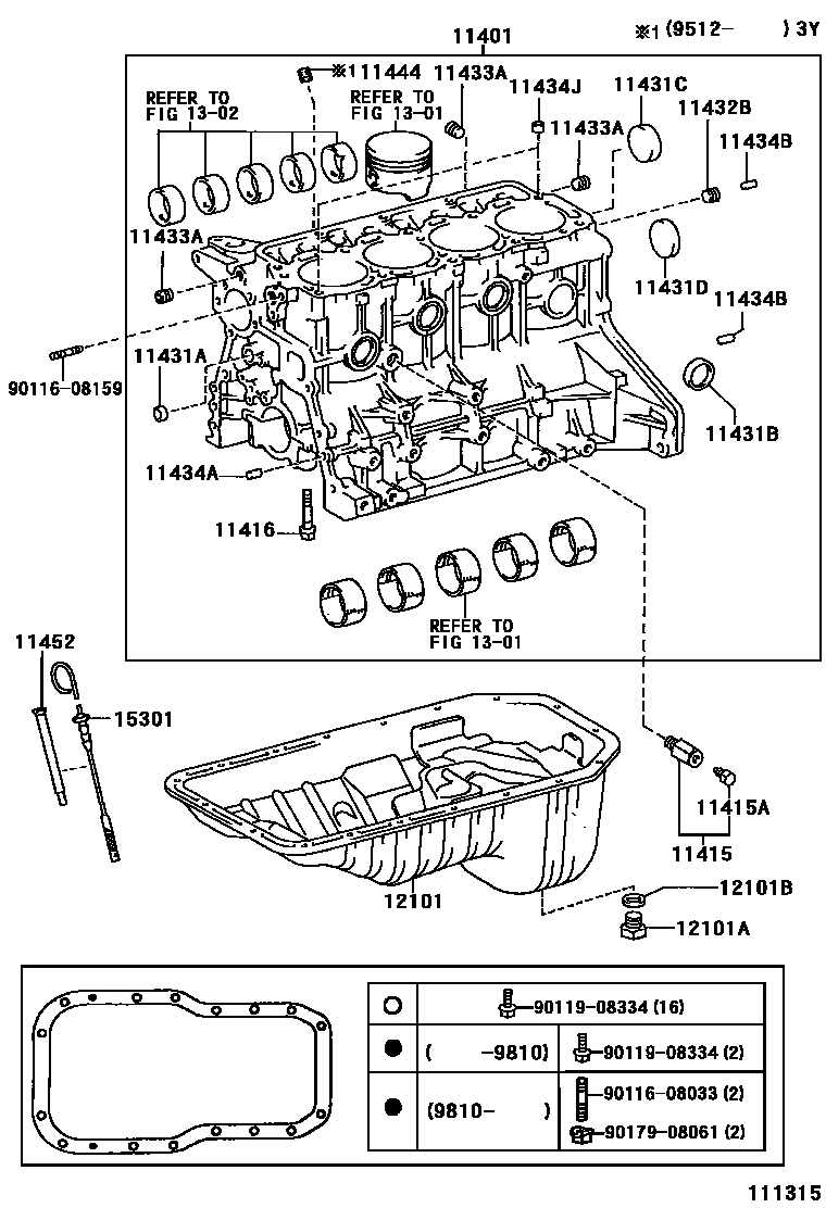Toyota HILUX Cylinder Block EPC diagram — 111315