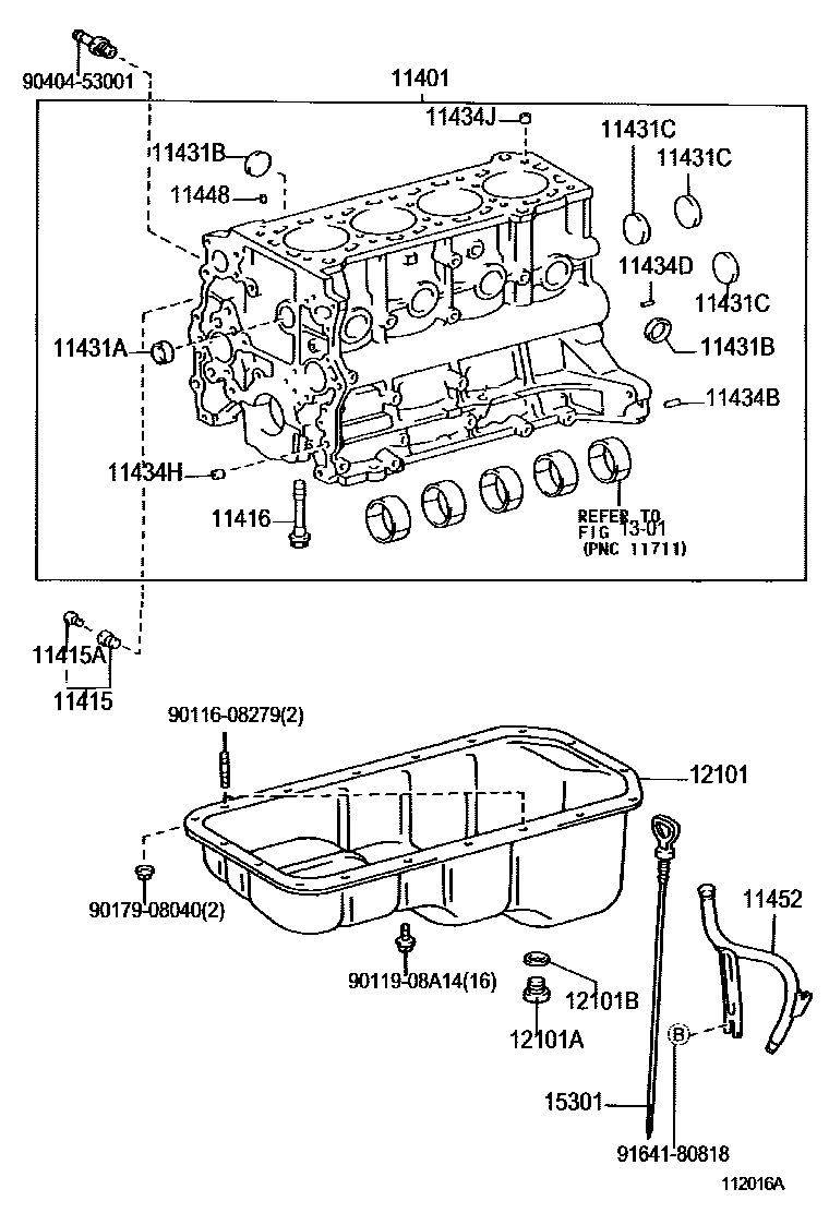 Toyota HILUX Cylinder Block EPC diagram — 112016A