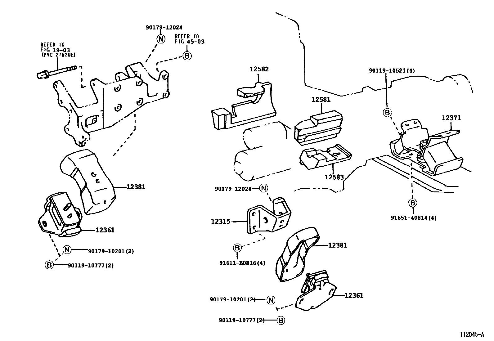 Toyota HILUX Engine Mounting EPC diagram — 112045A