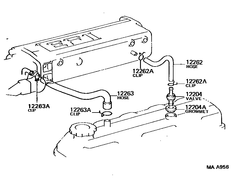 Toyota HILUX Ventilation Hose EPC diagram — MAA956