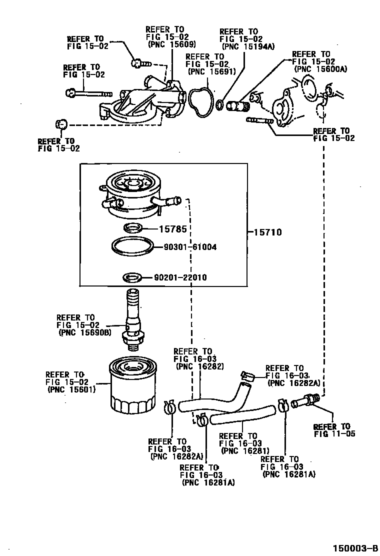 Toyota HILUX Engine Oil Cooler EPC diagram — 150003B