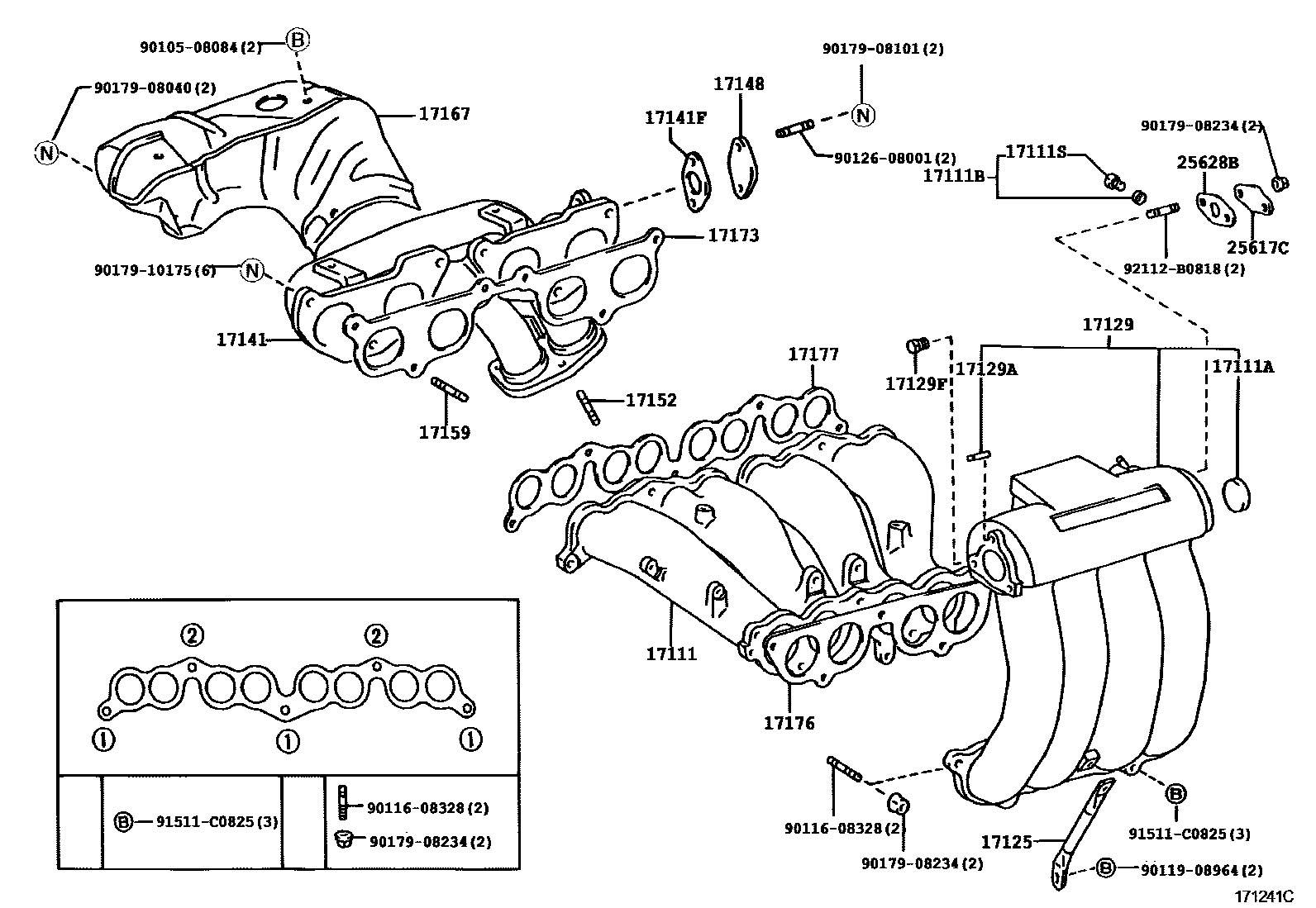 Toyota HILUX Manifold EPC diagram — 171241C