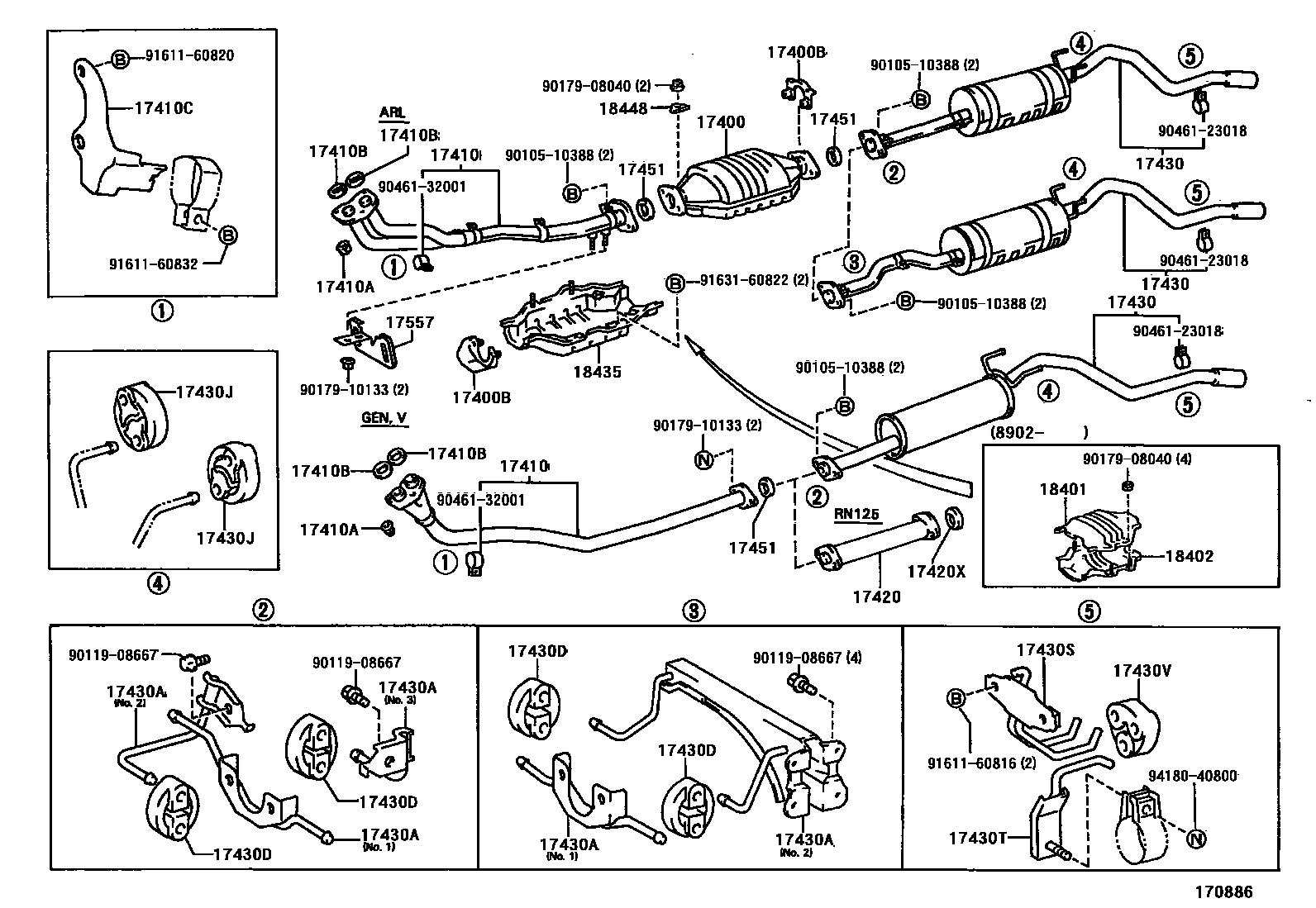 Toyota HILUX Exhaust Pipe EPC diagram — 170886