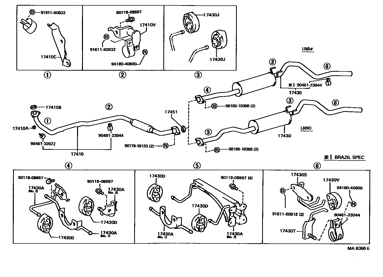 Toyota HILUX Exhaust Pipe EPC diagram — MAB360E