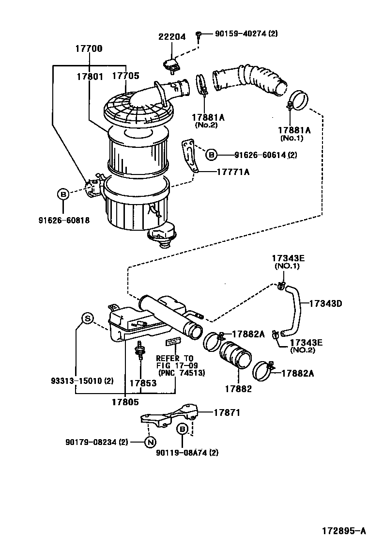 Toyota HILUX Air Cleaner EPC diagram — 172895A