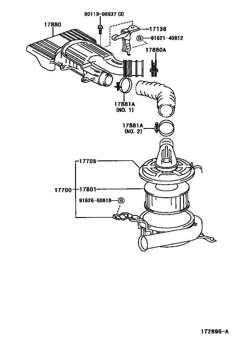 Toyota HILUX Air Cleaner EPC diagram — 172896A