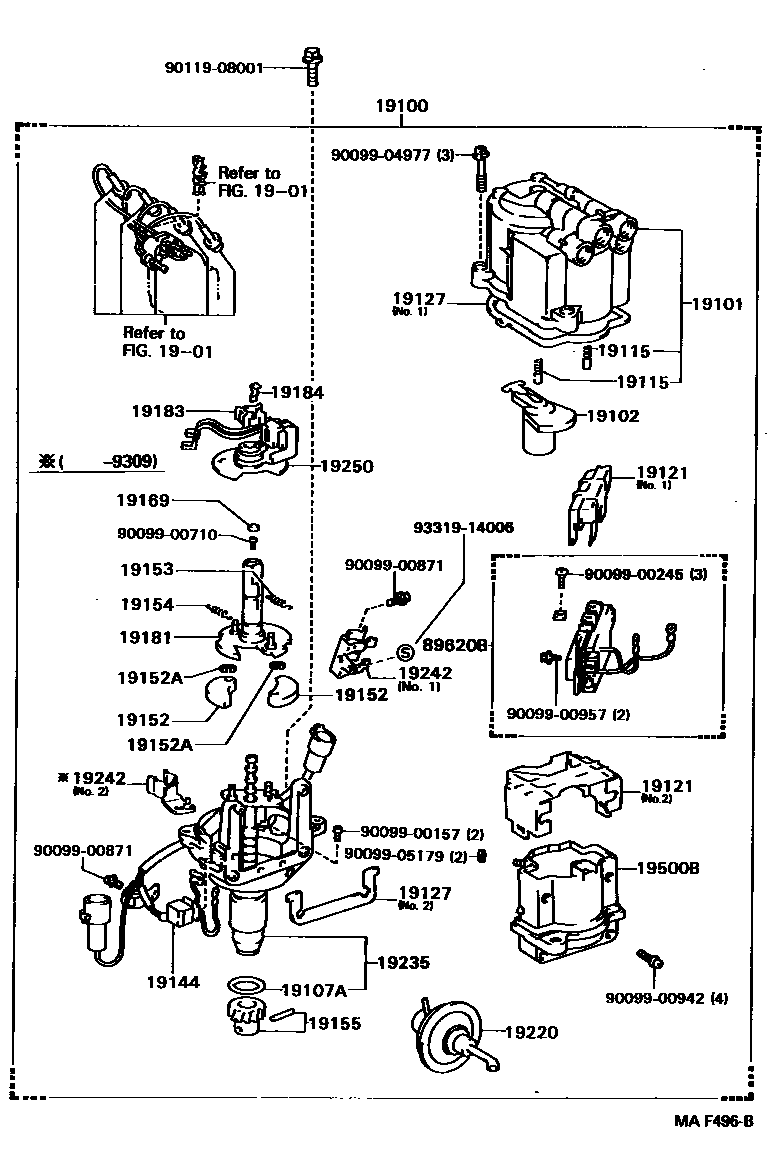 Toyota HILUX 分电器 EPC diagram — MAF496B