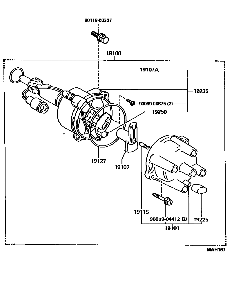 Toyota HILUX 分电器 EPC diagram — MAH167