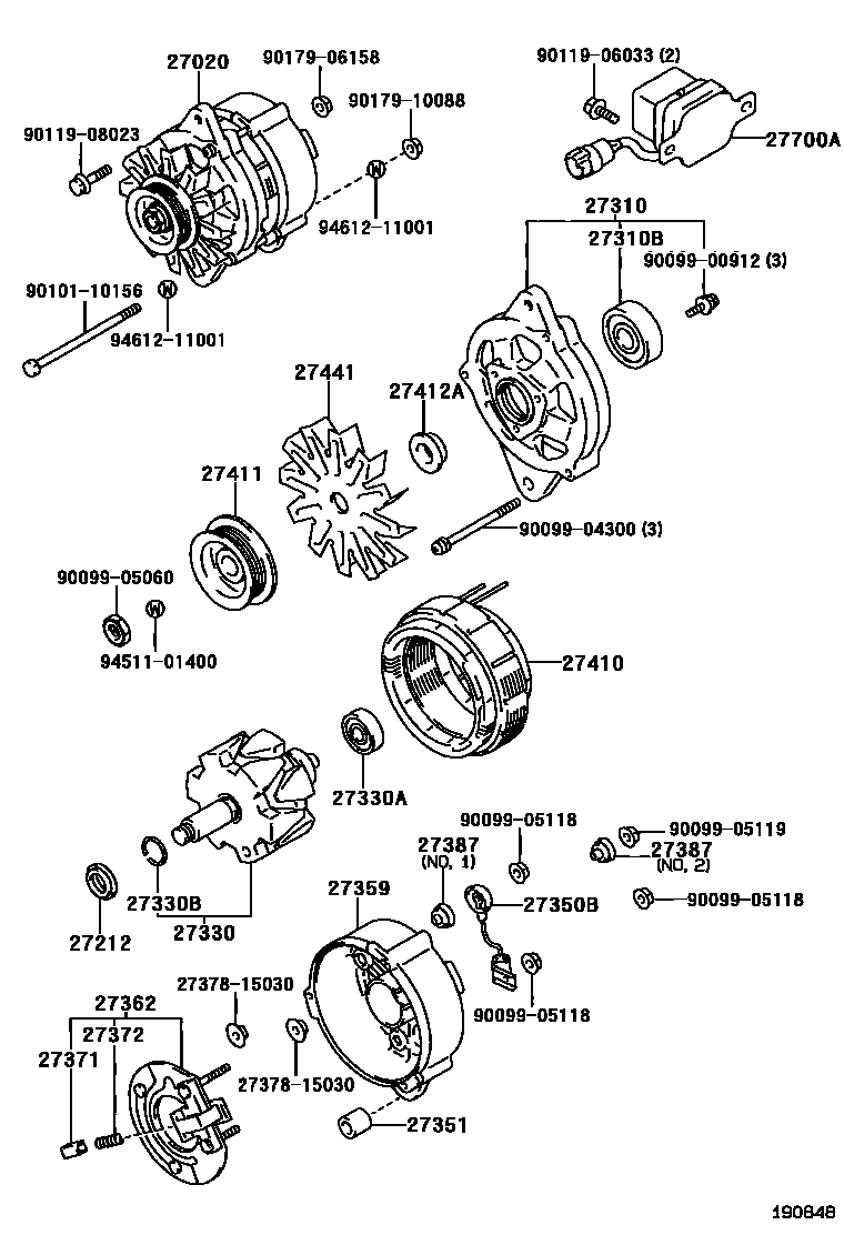 Toyota HILUX Alternator EPC diagram — 190848