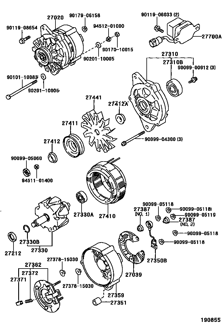 Toyota HILUX Alternator EPC diagram — 190855