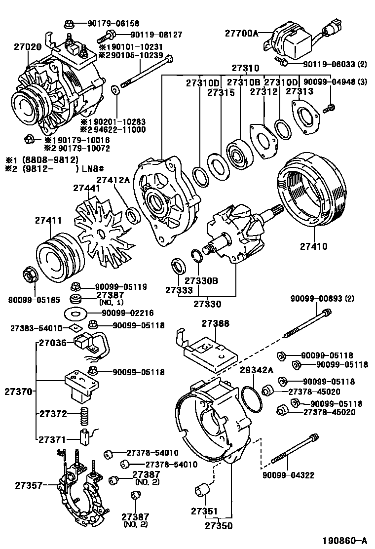 Toyota HILUX Alternator EPC diagram — 190860A
