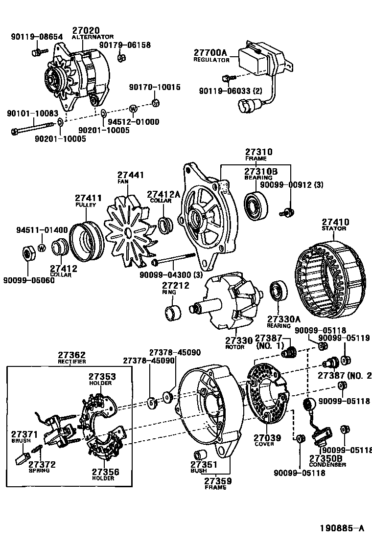Toyota HILUX Alternator EPC diagram — 190885A