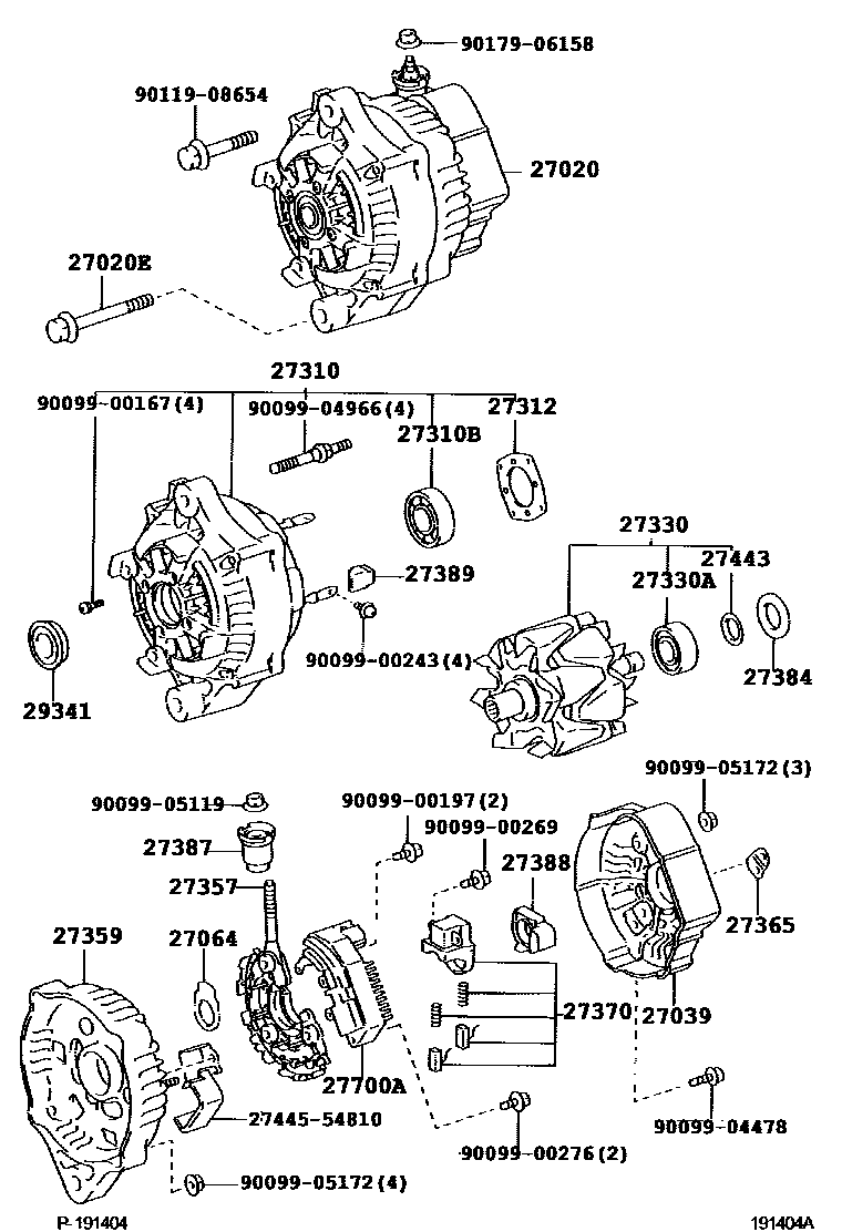 Toyota HILUX Alternator EPC diagram — 191404A