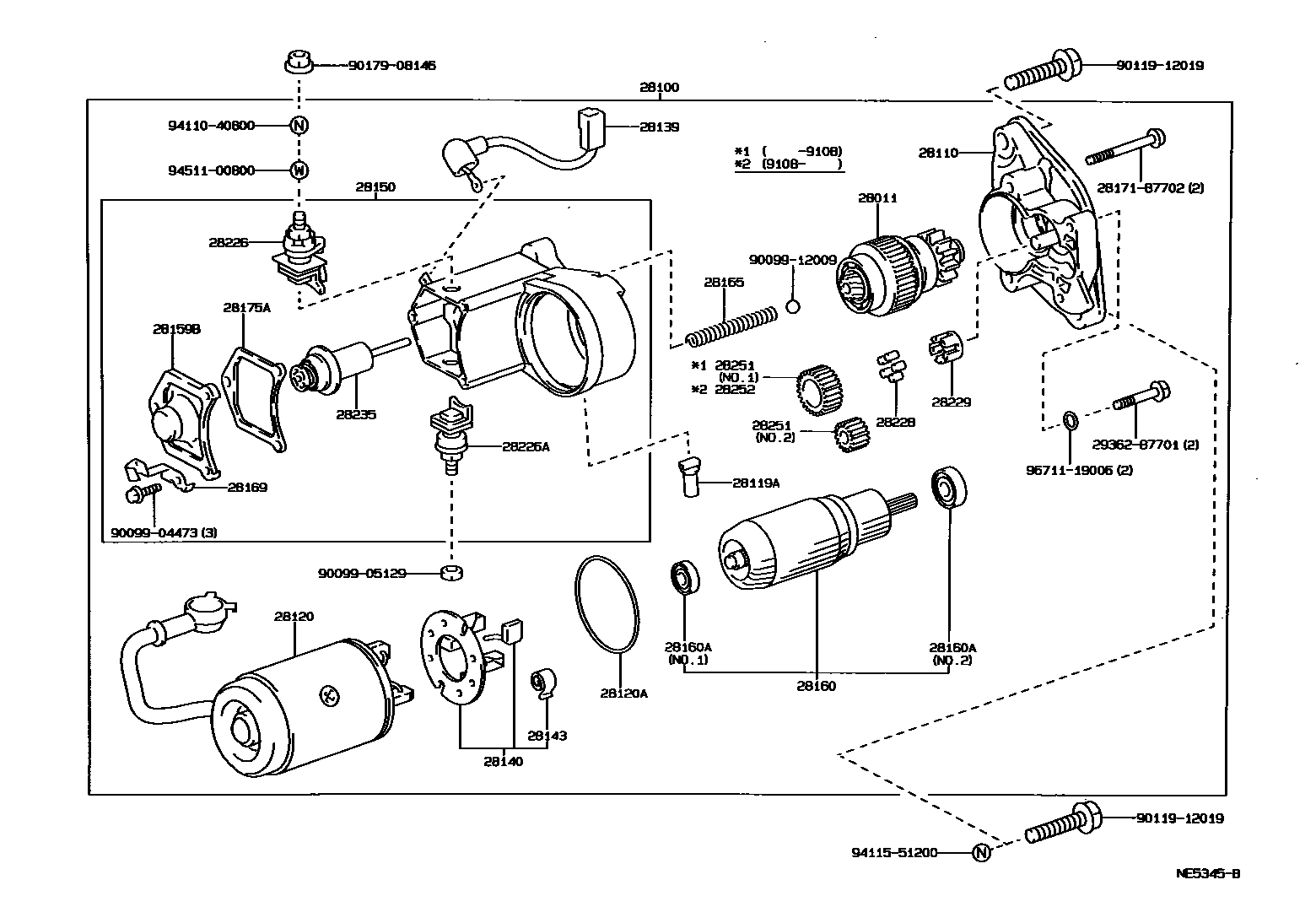 Toyota HILUX 起动机 EPC diagram — NE5345B