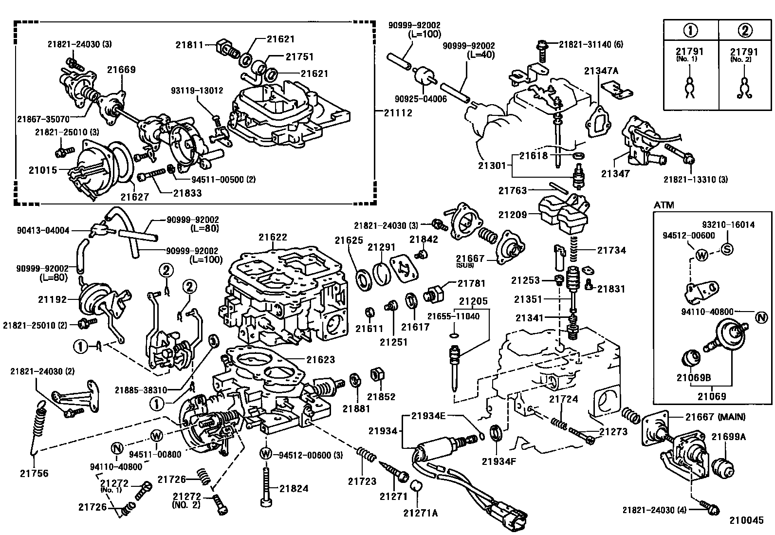 Toyota HILUX 化油器 EPC diagram — 210045