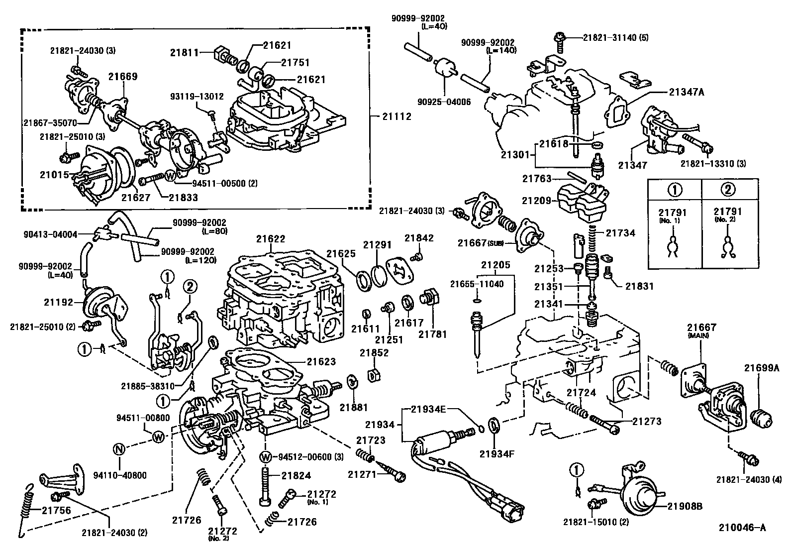 Toyota HILUX 化油器 EPC diagram — 210046A