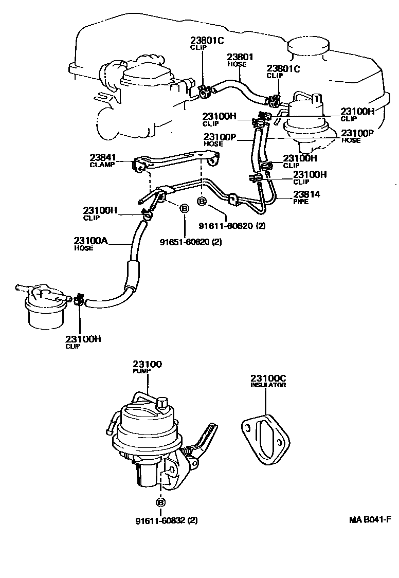 Toyota HILUX 燃油泵和燃油管 EPC diagram — MAB041F