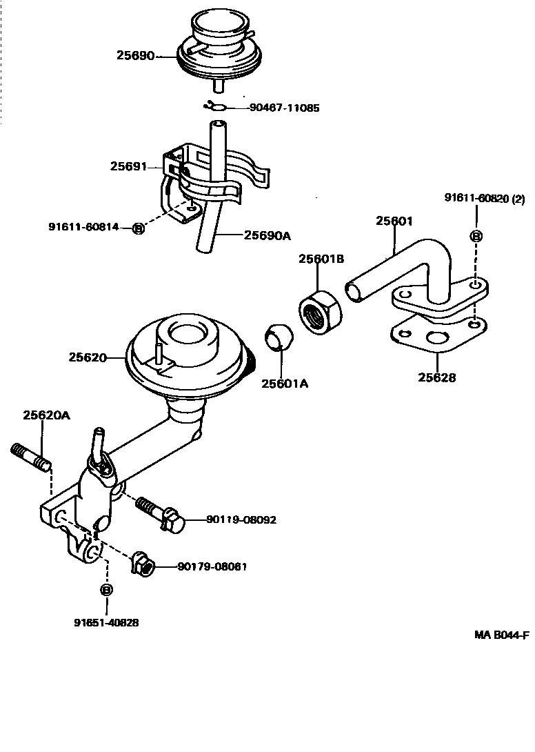 Toyota HILUX 废气再循环系统 EPC diagram — MAB044F