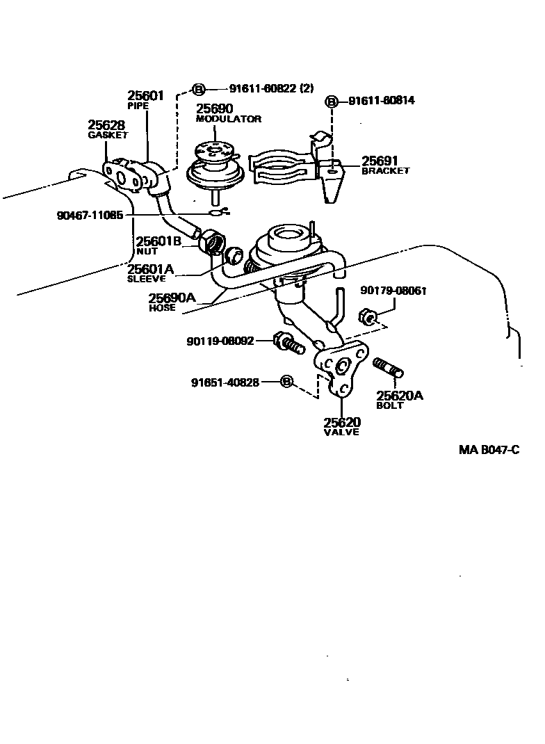 Toyota HILUX 废气再循环系统 EPC diagram — MAB047C
