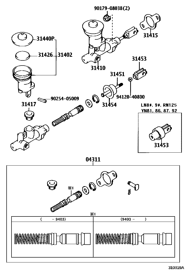 Toyota HILUX 离合器总泵 EPC diagram — 310319A
