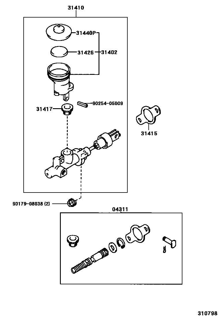 Toyota HILUX 离合器总泵 EPC diagram — 310798