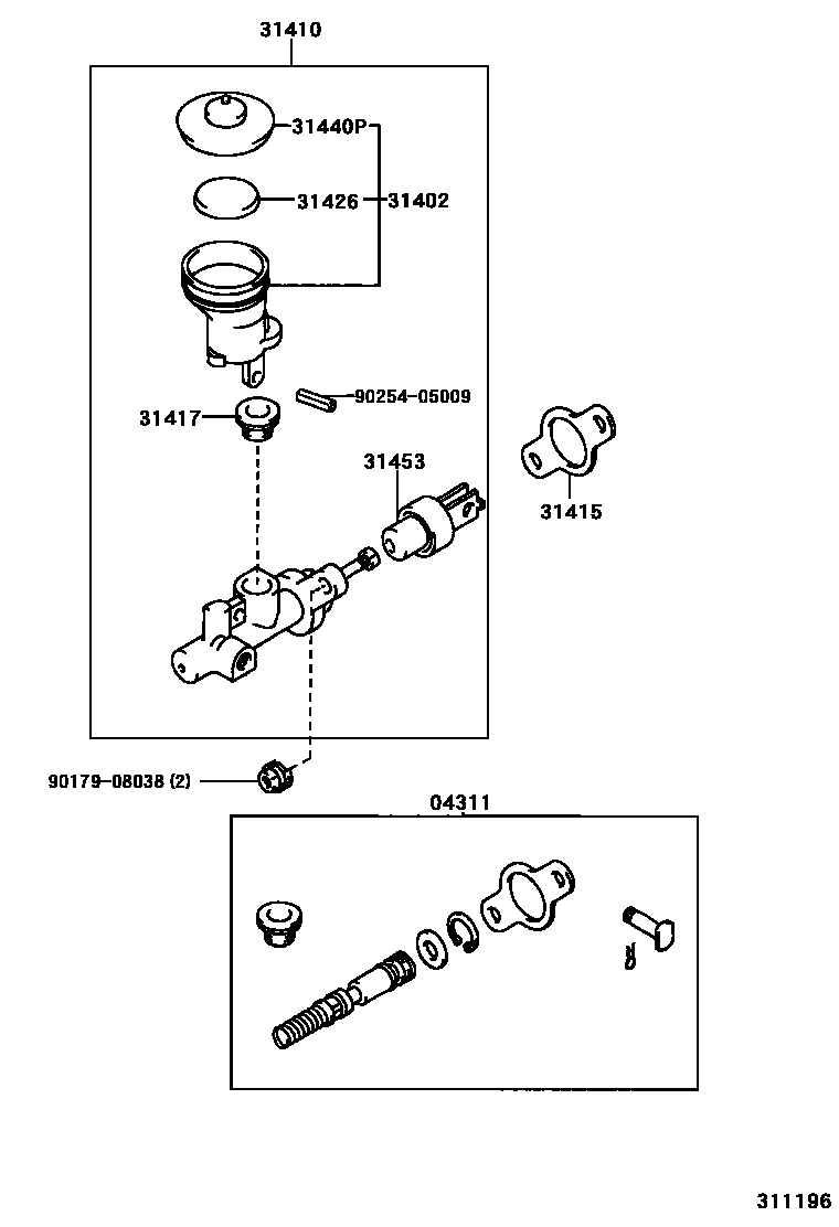 Toyota HILUX 离合器总泵 EPC diagram — 311196