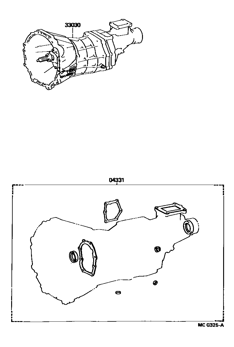 Toyota HILUX 传动桥或变速器总成和衬垫组件(MTM) EPC diagram — MCG325A