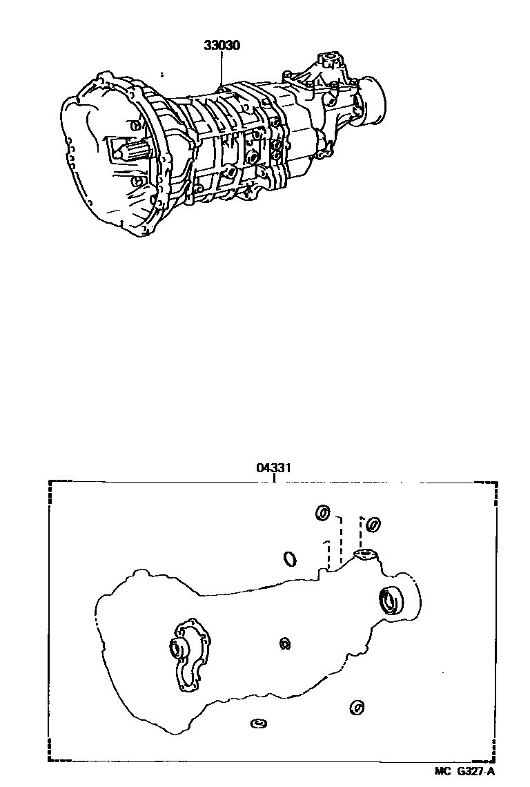 Toyota HILUX 传动桥或变速器总成和衬垫组件(MTM) EPC diagram — MCG327A