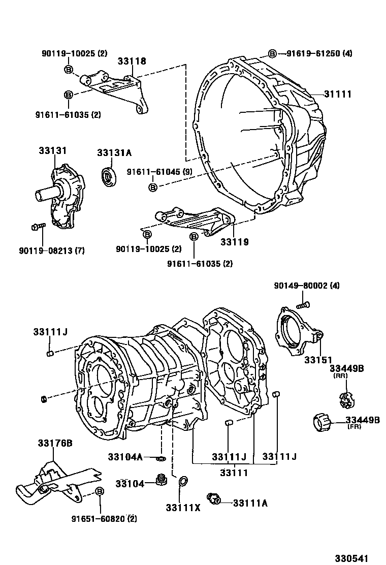 Toyota HILUX 离合器壳和变速器壳(MTM) EPC diagram — 330541