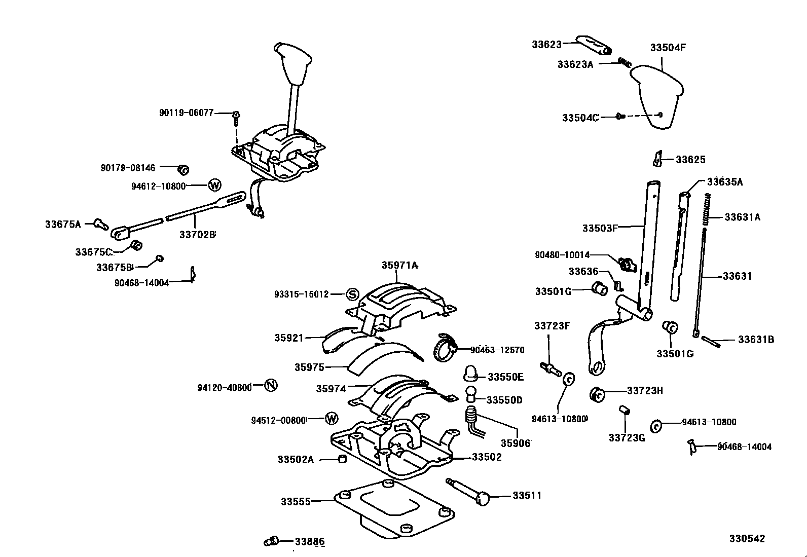 Toyota HILUX Shift Lever & Retainer EPC diagram — 330542