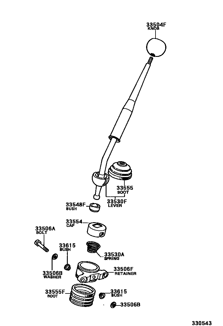 Toyota HILUX Shift Lever & Retainer EPC diagram — 330543
