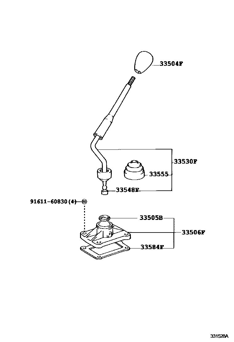 Toyota HILUX Shift Lever & Retainer EPC diagram — 331528A