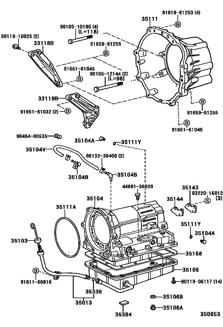 Toyota HILUX 变速器壳和油底壳(ATM) EPC diagram — 350653