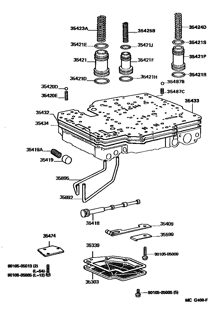 Toyota HILUX 阀体和滤油网(ATM) EPC diagram — MCG400F