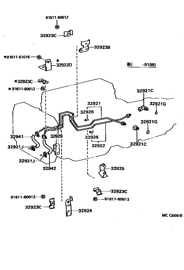 Toyota HILUX 变速器油冷却器和配管(ATM) EPC diagram — MCG506B
