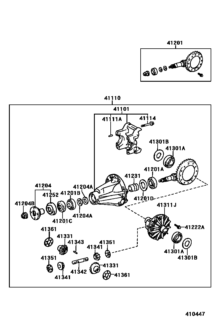 Toyota HILUX 后桥壳和差速器 EPC diagram — 410447