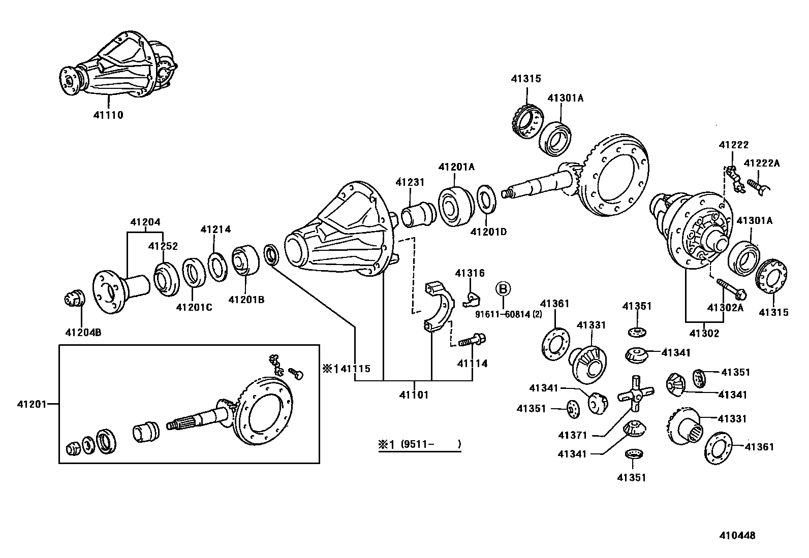 Toyota HILUX 后桥壳和差速器 EPC diagram — 410448
