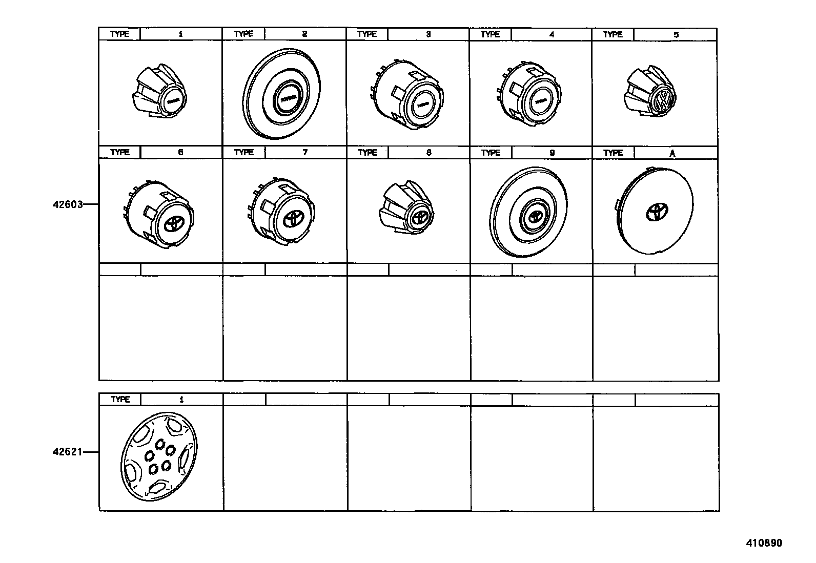 Toyota HILUX 车轮和车轮盖 EPC diagram — 410890