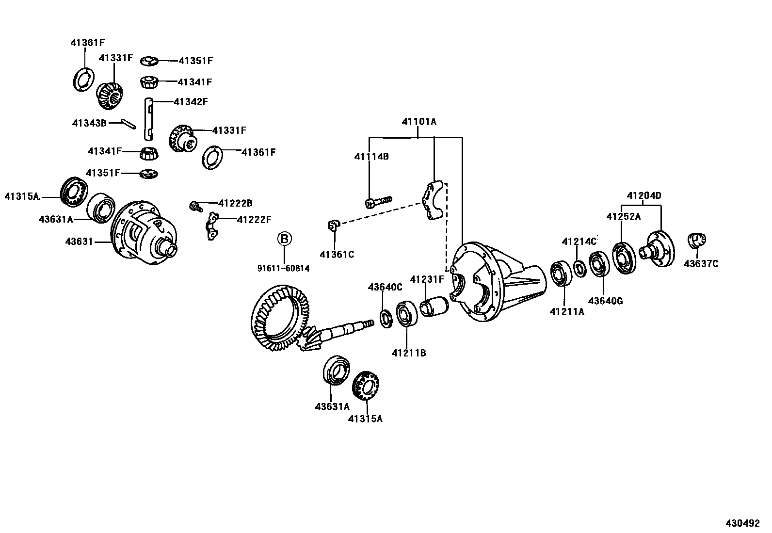 Toyota HILUX 前桥壳和差速器 EPC diagram — 430492